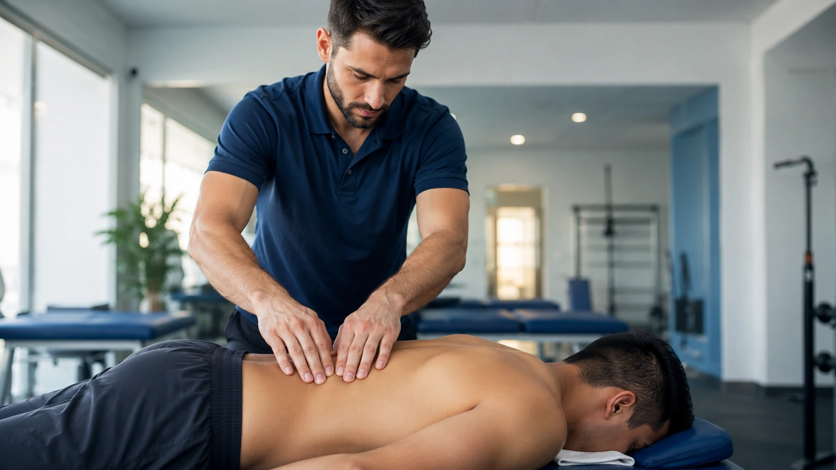 Physiotherapist assessing lower back pain at Geelong clinic