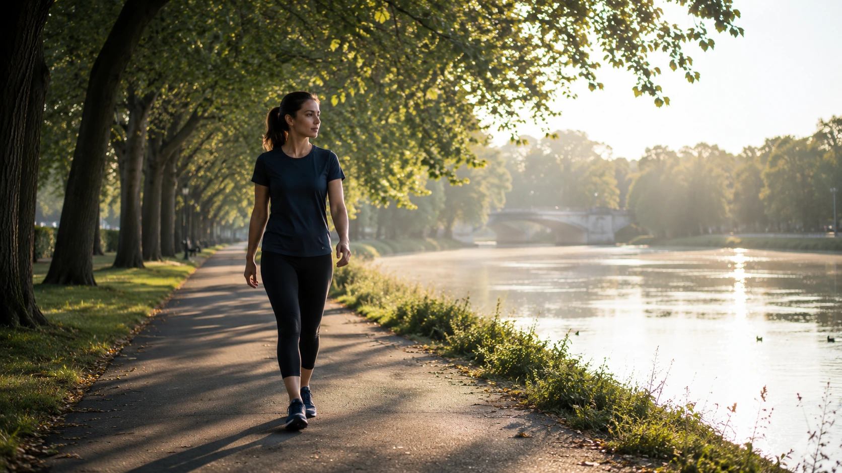 Person walking along the Barwon River trail in Geelong