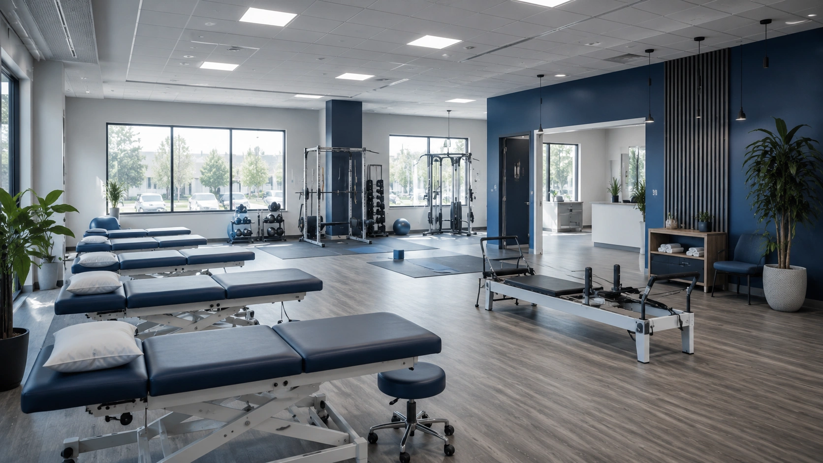 Interior of fully equipped physiotherapy clinic in central Geelong